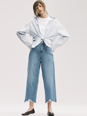HIGH RISE WIDE CROPPED JEANS