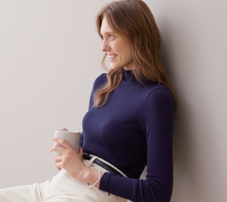 RIBBED HIGH NECK LONG SLEEVED T-SHIRT
