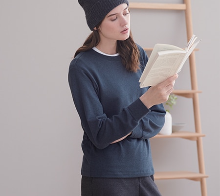 KNITTED CREW NECK PUFF LONG SLEEVED T-SHIRT<