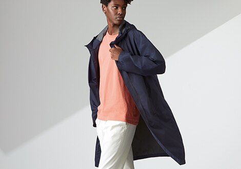 LEICHTER BLOCKTECH MANTEL MIT KAPUZE