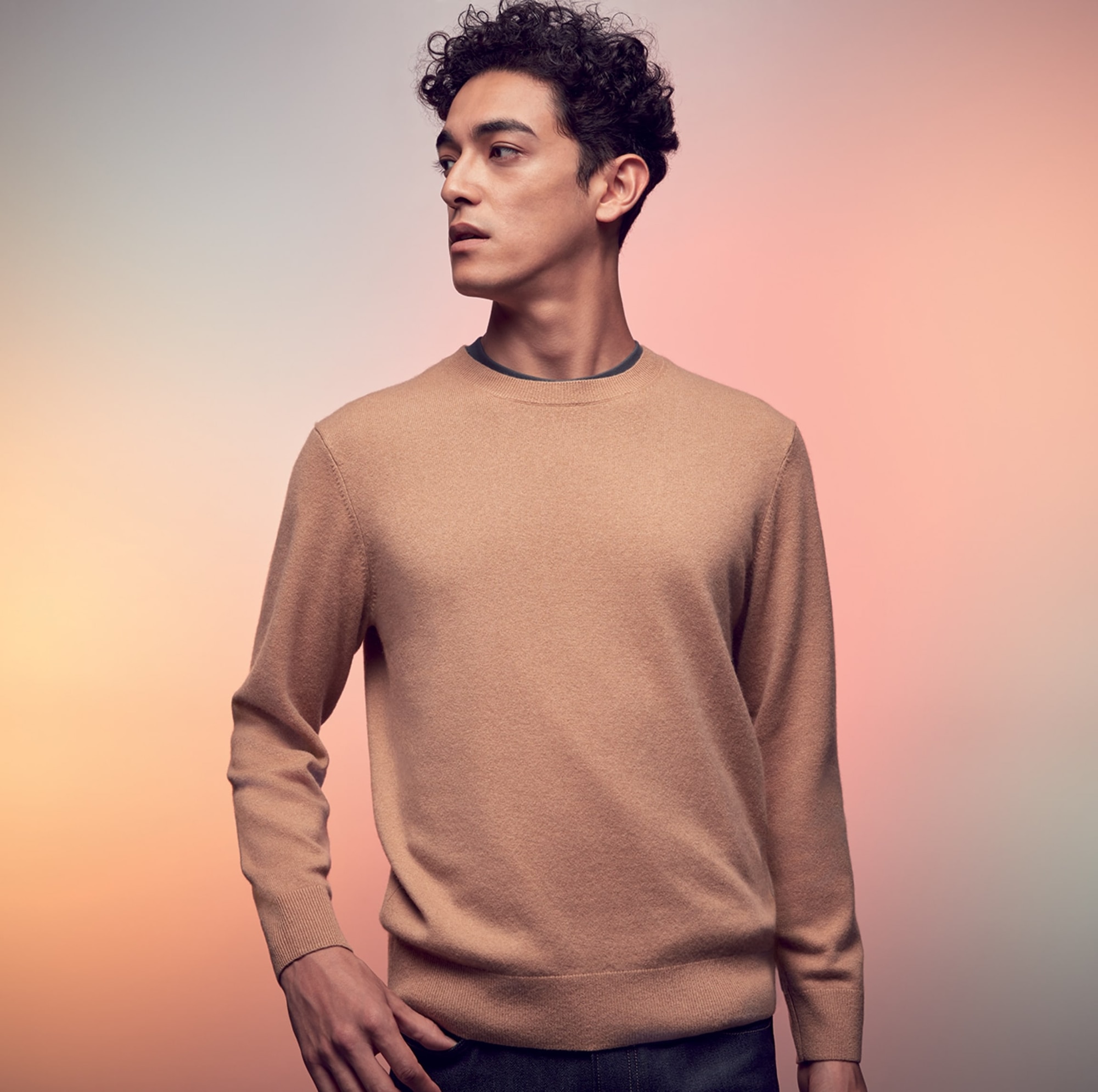 Medium Brown -UK Man's Medium Size Man's Next 100% Pure Lambswool Clothing Mens Clothing Jumpers Pullover Jumpers Man's Crew Neck Sweater 