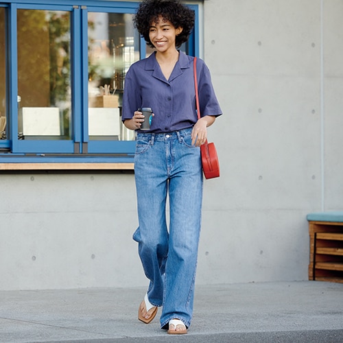 Womens Jeans High Waist Denim Pants Palazzo Trousers Wide Leg