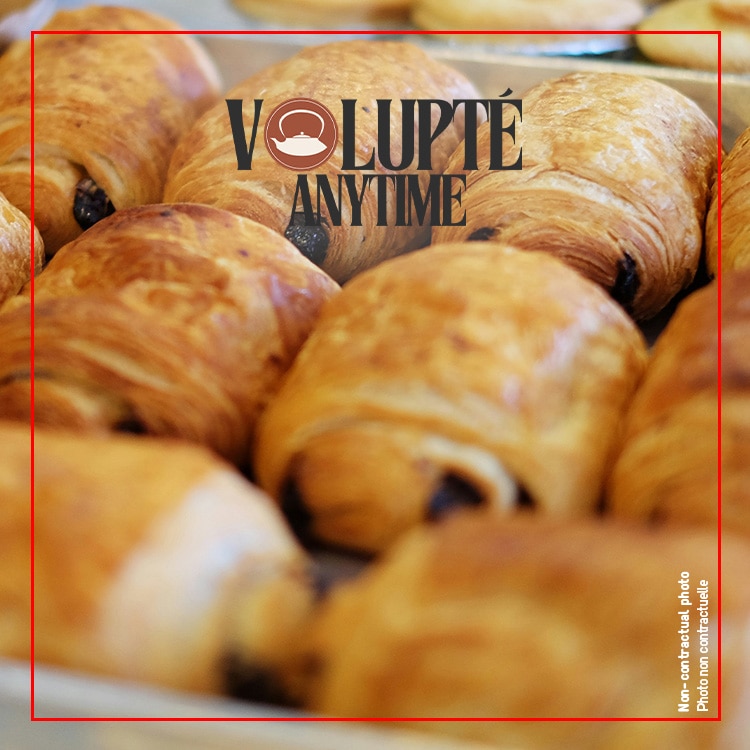 pains au chocolats with the Volupté Anytime logo