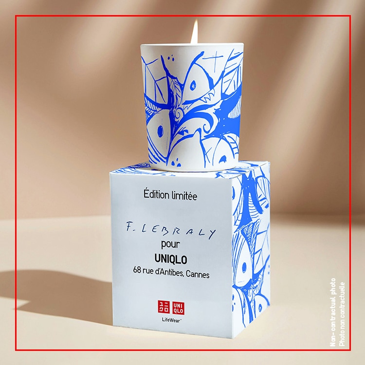the candle made by Robertet group, decorated by Franck Lebraly's designs for UNIQLO