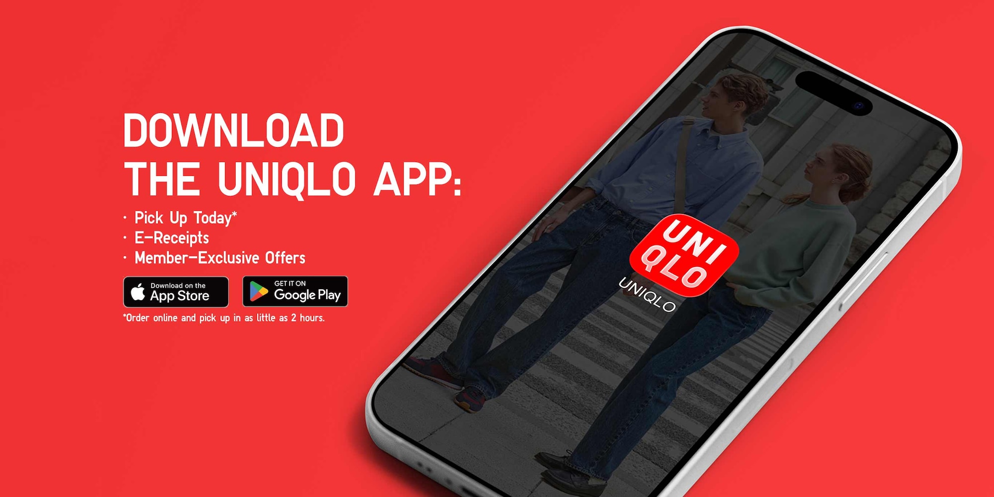 Download the UNIQLO app to shop with Pick Up Today and collect your order in store in as little as one hour