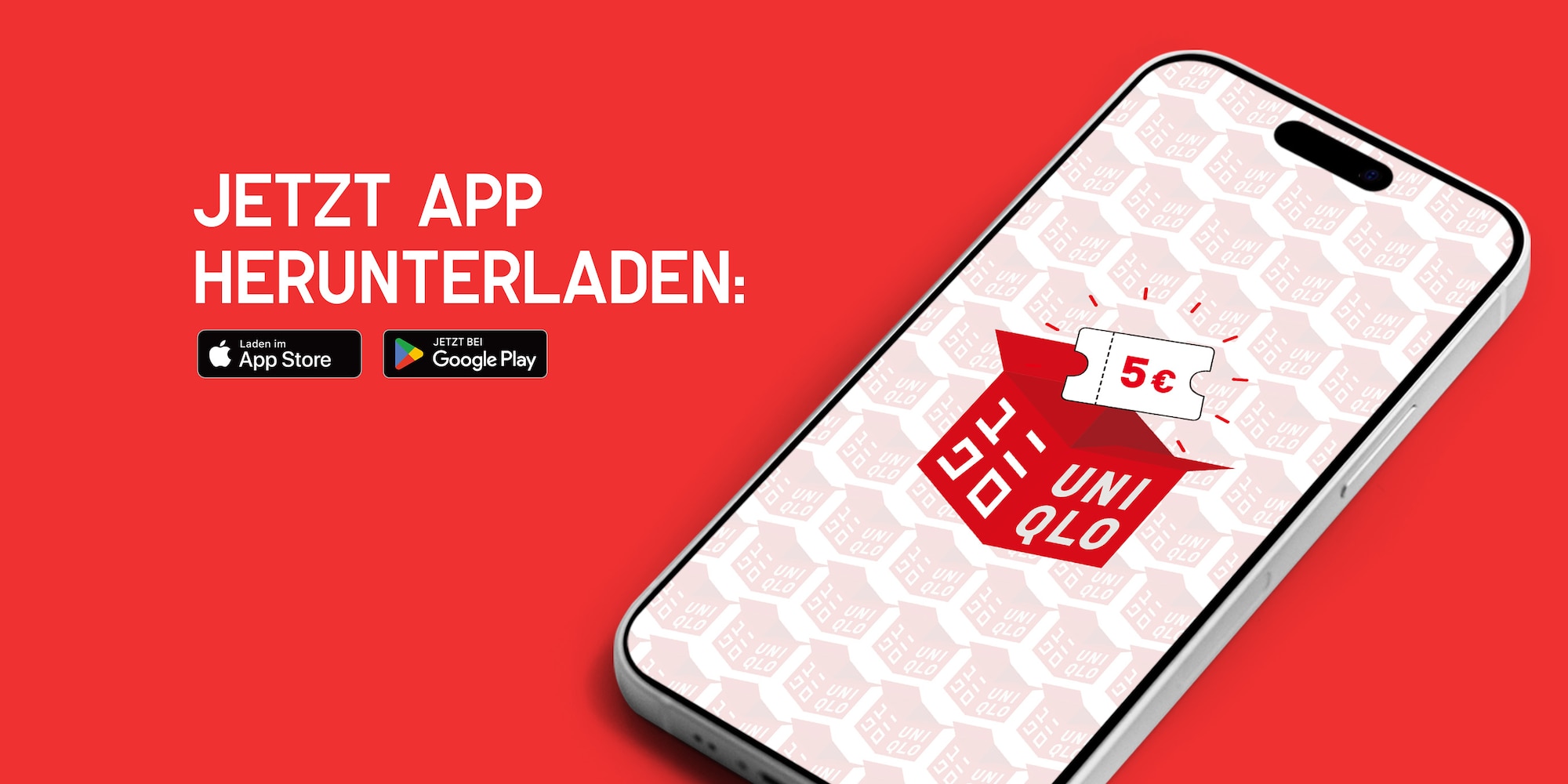 Handy, auf dem ein 5 € Gutschein für UNIQLO zu sehen ist.
