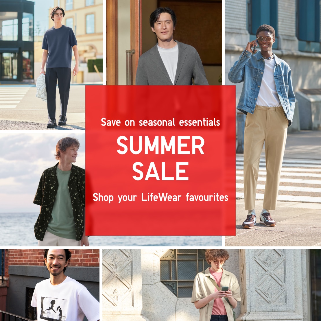 collage of models wearing summer clothing around the words summer sale