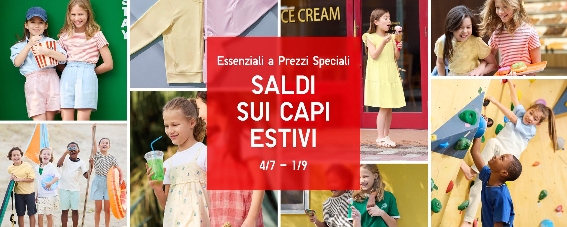 collage of models wearing summer clothing around the words new savings