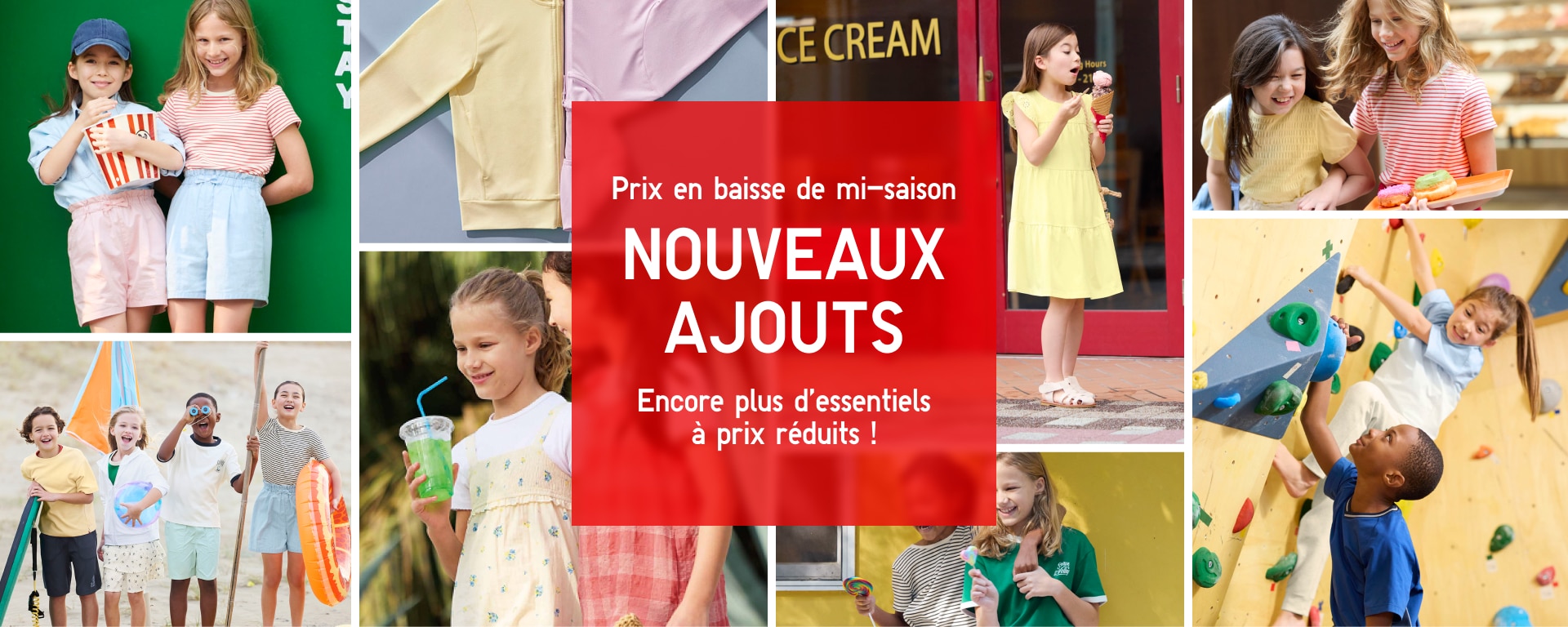 collage of models wearing summer clothing around the words new savings
