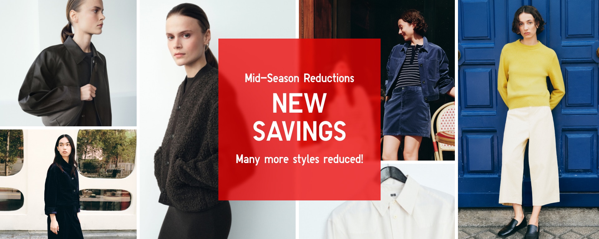 collage of autumn and winter products overlaid with the words mid-season reductions