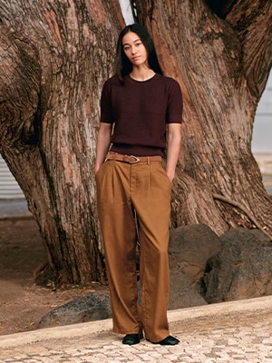 484126 W's CDC PJ linen blend straight pants