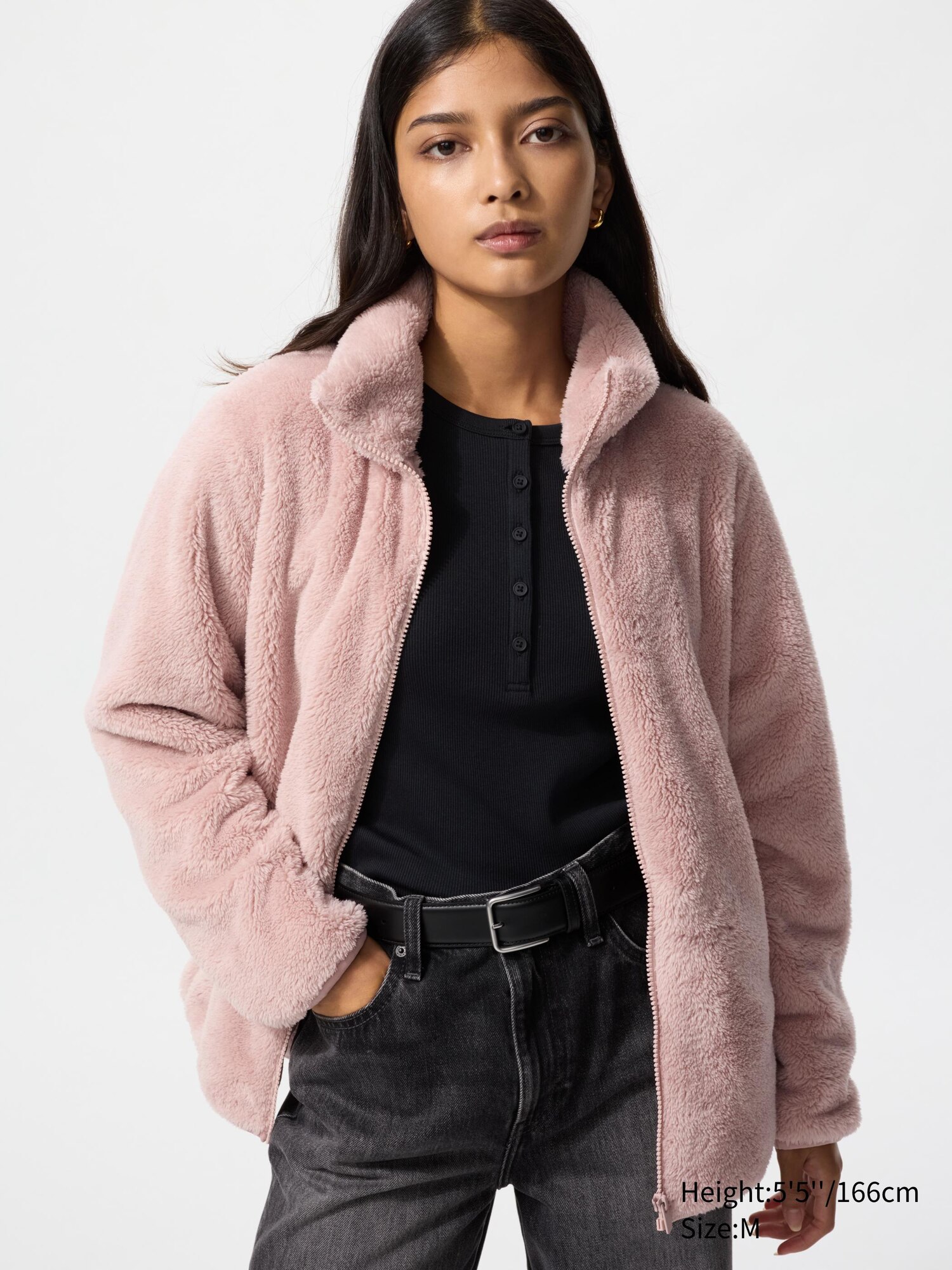 Women's Thick Fleece Lined Zip-Up Hoodie - Sherpa Lined Winter Jacket With Kangaroo Pocket