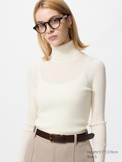 100% Merino Ribbed Turtleneck Jumper