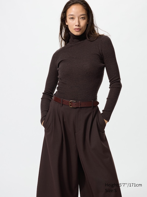 100% Merino Ribbed Turtleneck Jumper