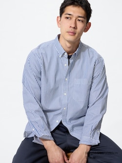 Cotton Broadcloth Shirt (Stripe, Button-Down Collar)