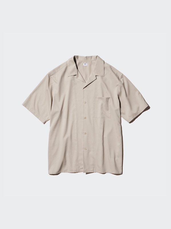 Modal Cotton Blend Short Sleeve Shirt (Open Collar)