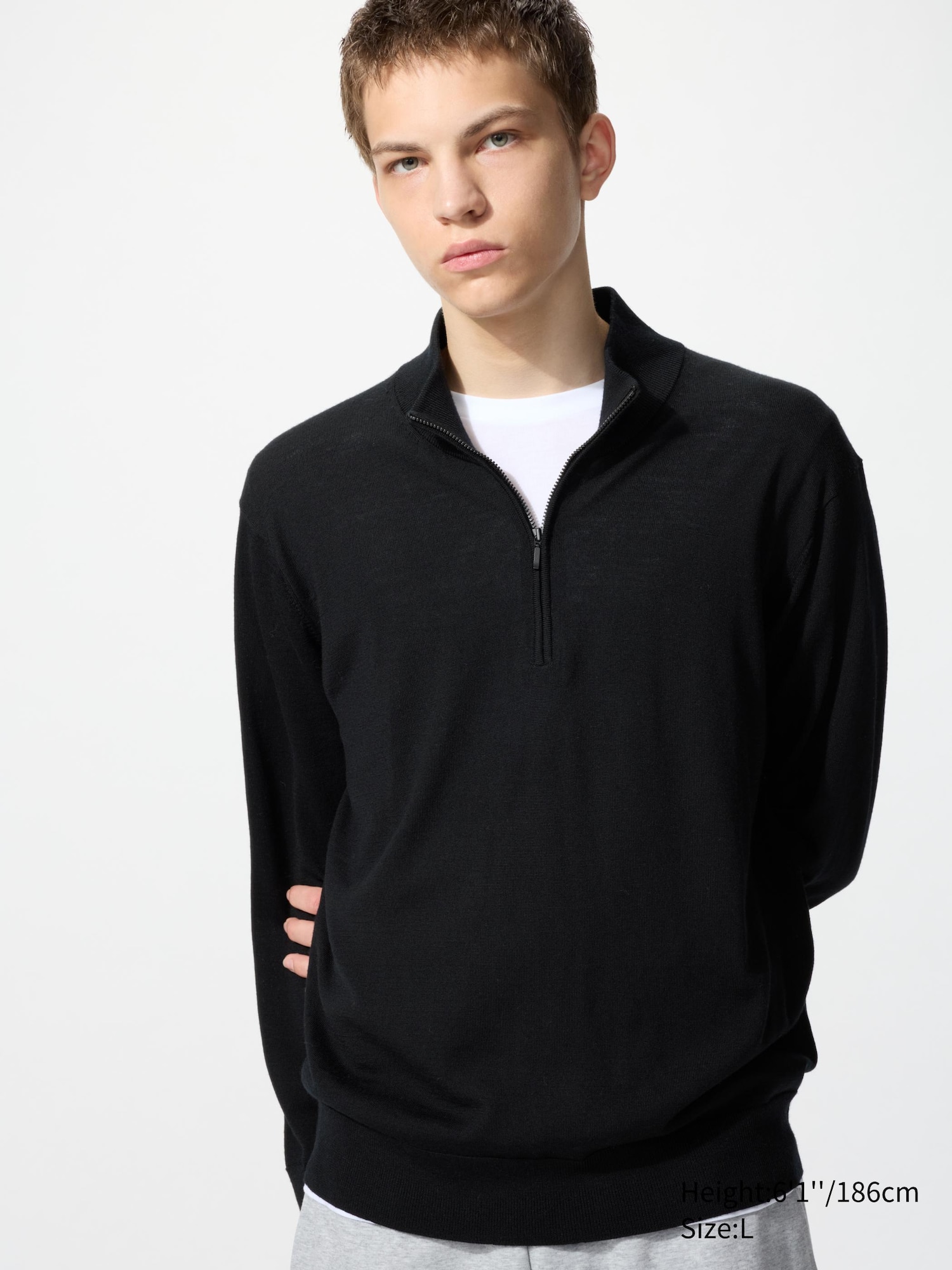 Mens 100% Merino Half-Zip Jumper | UNIQLO UK