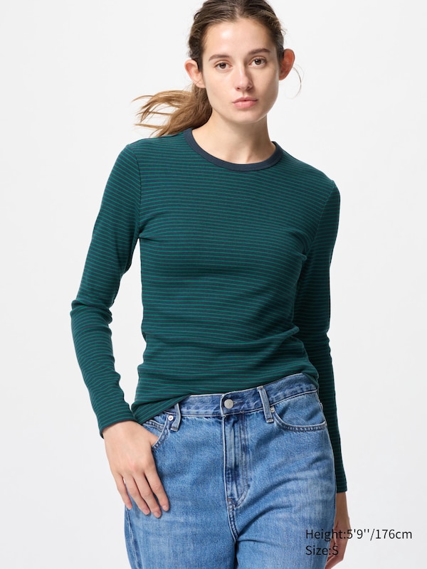 Soft Ribbed T-Shirt (Long Sleeve, Stripe)