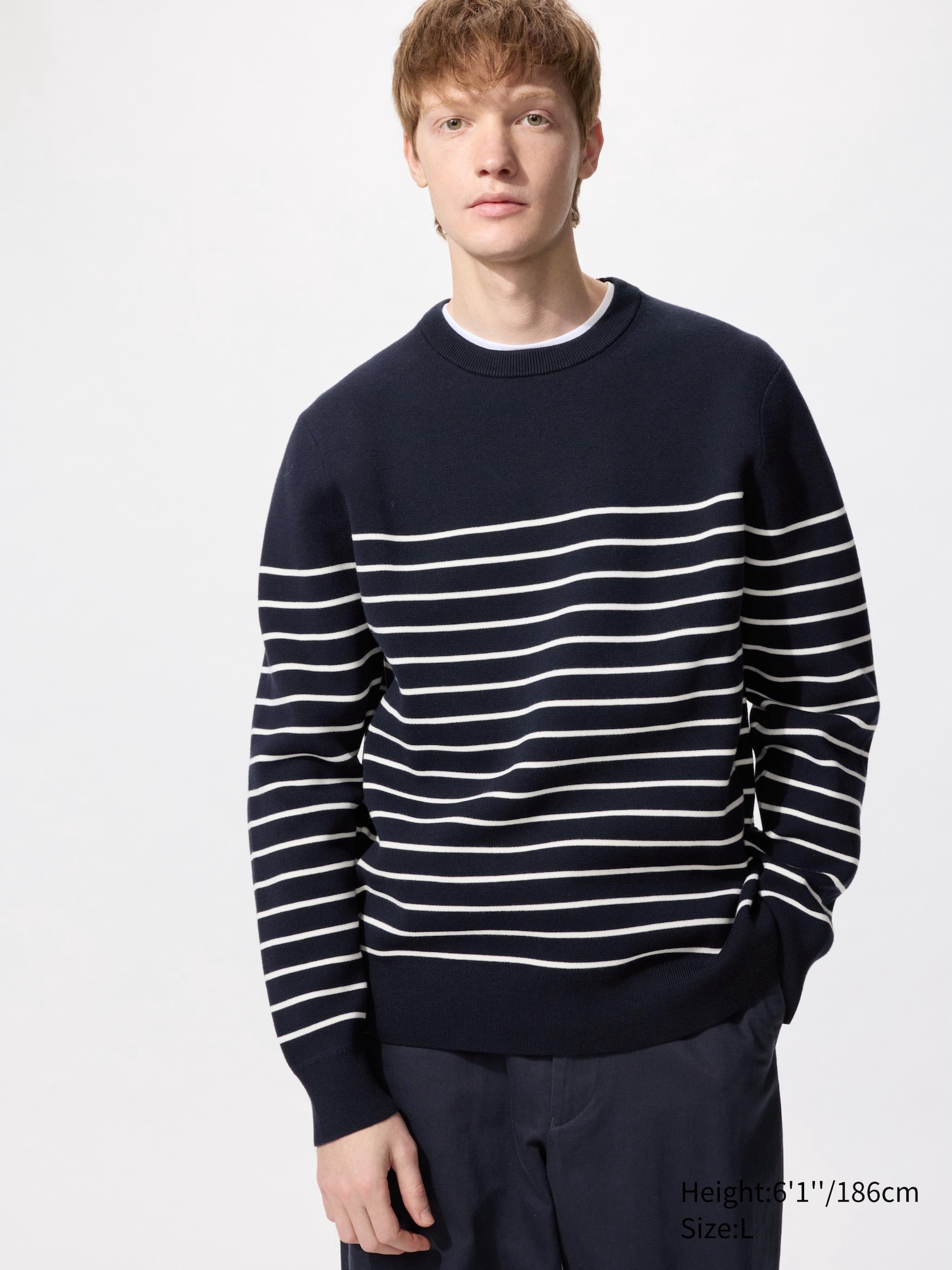 Washable Milano Ribbed Striped Crew Neck Jumper