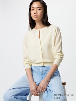 100% Merino Crew Neck Cardigan