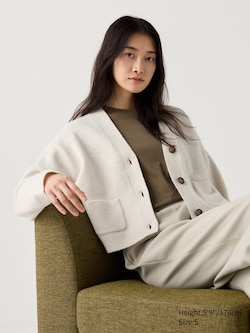 Soufflé Yarn V Neck Short Cardigan