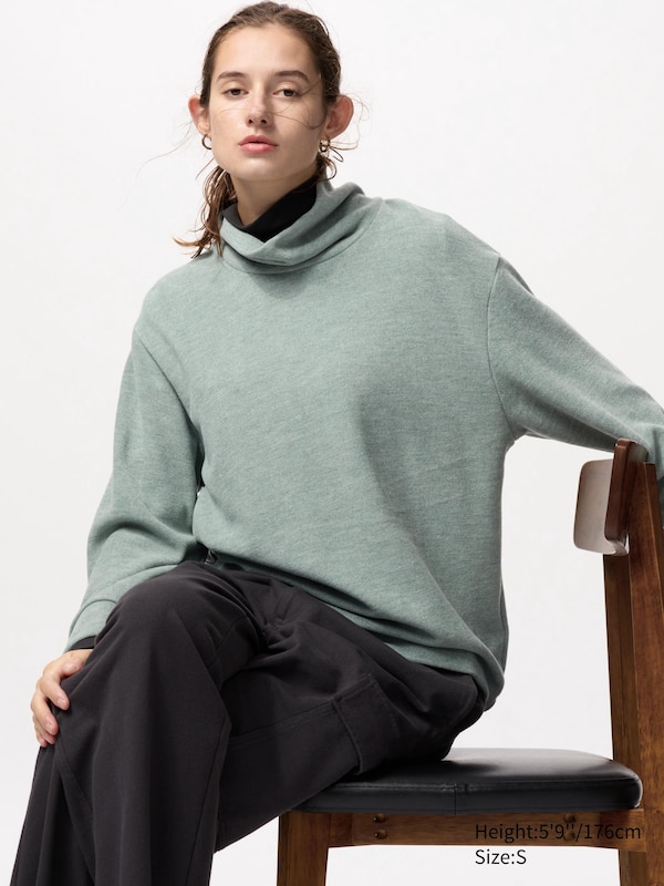 Soft Knit Fleece Ribbed High Neck T-Shirt (Long Sleeve)