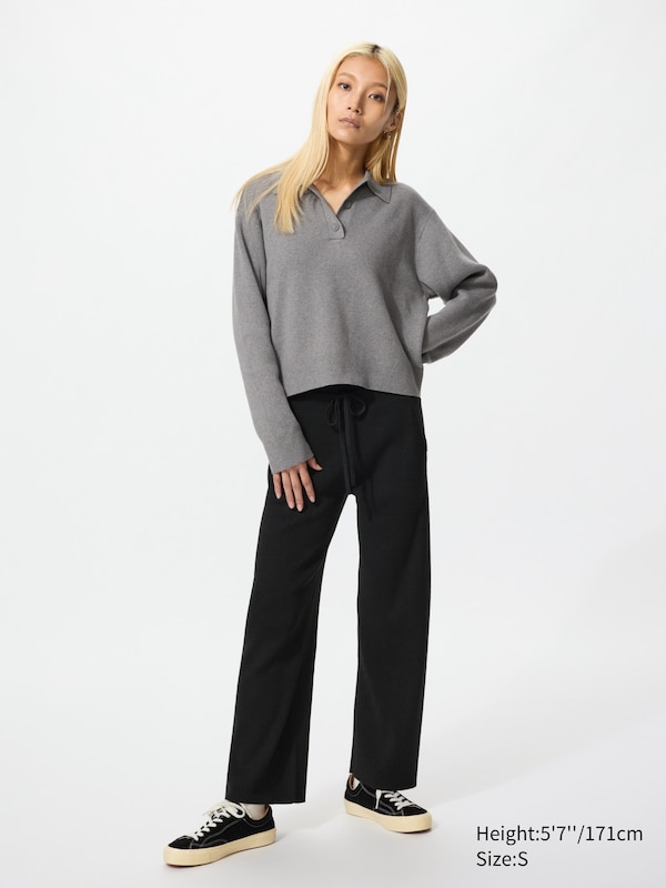 Washable Knit Ribbed Trousers