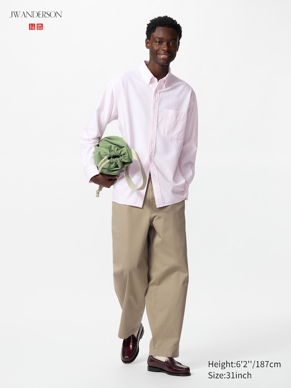 Pleated Wide Chino Trousers