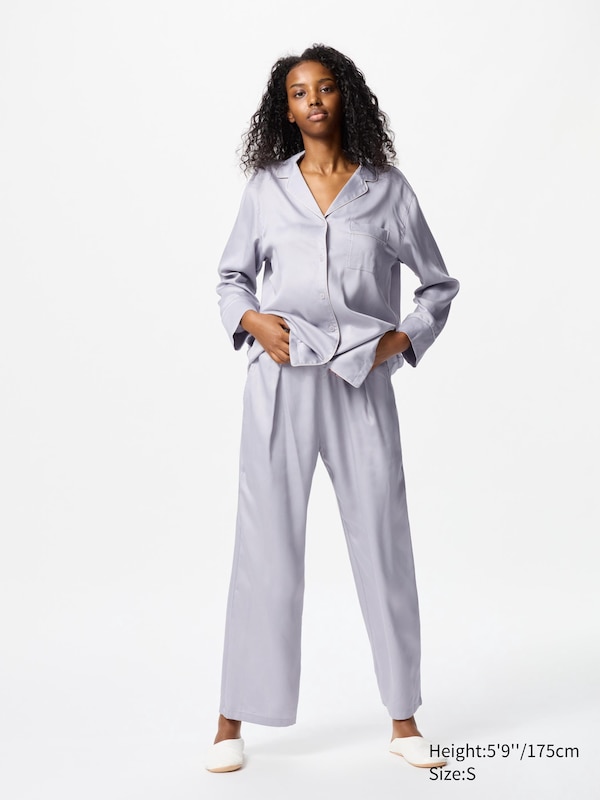 Satin Pajamas Button Up Pjs Womens Women's Satin Pyjamas UNIQLO UK