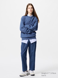 Cotton Relaxed Ankle Trousers (Denim)