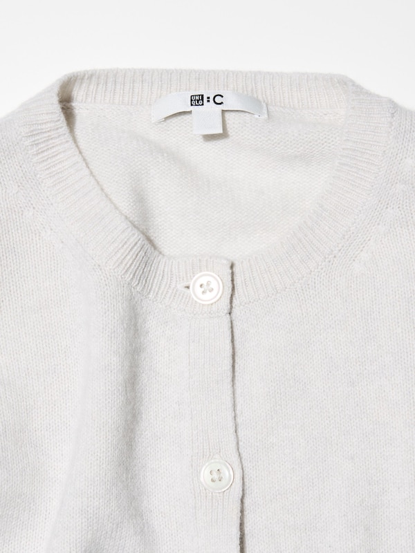 100% Cashmere Crew Neck Short Cardigan