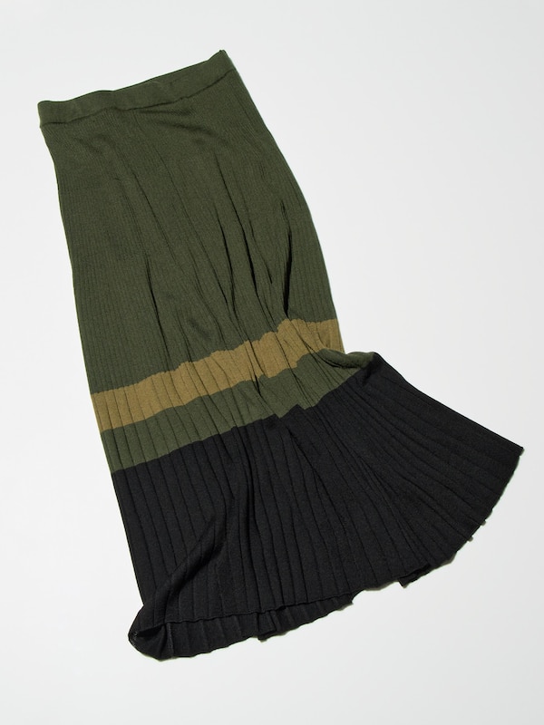 Merino Blend Ribbed Skirt (Colour Block)