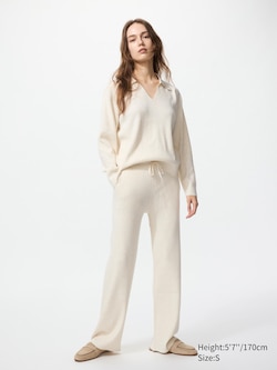 Washable Knit Ribbed Trousers (Longer)