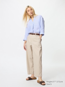 Linen Cotton Tapered Trousers