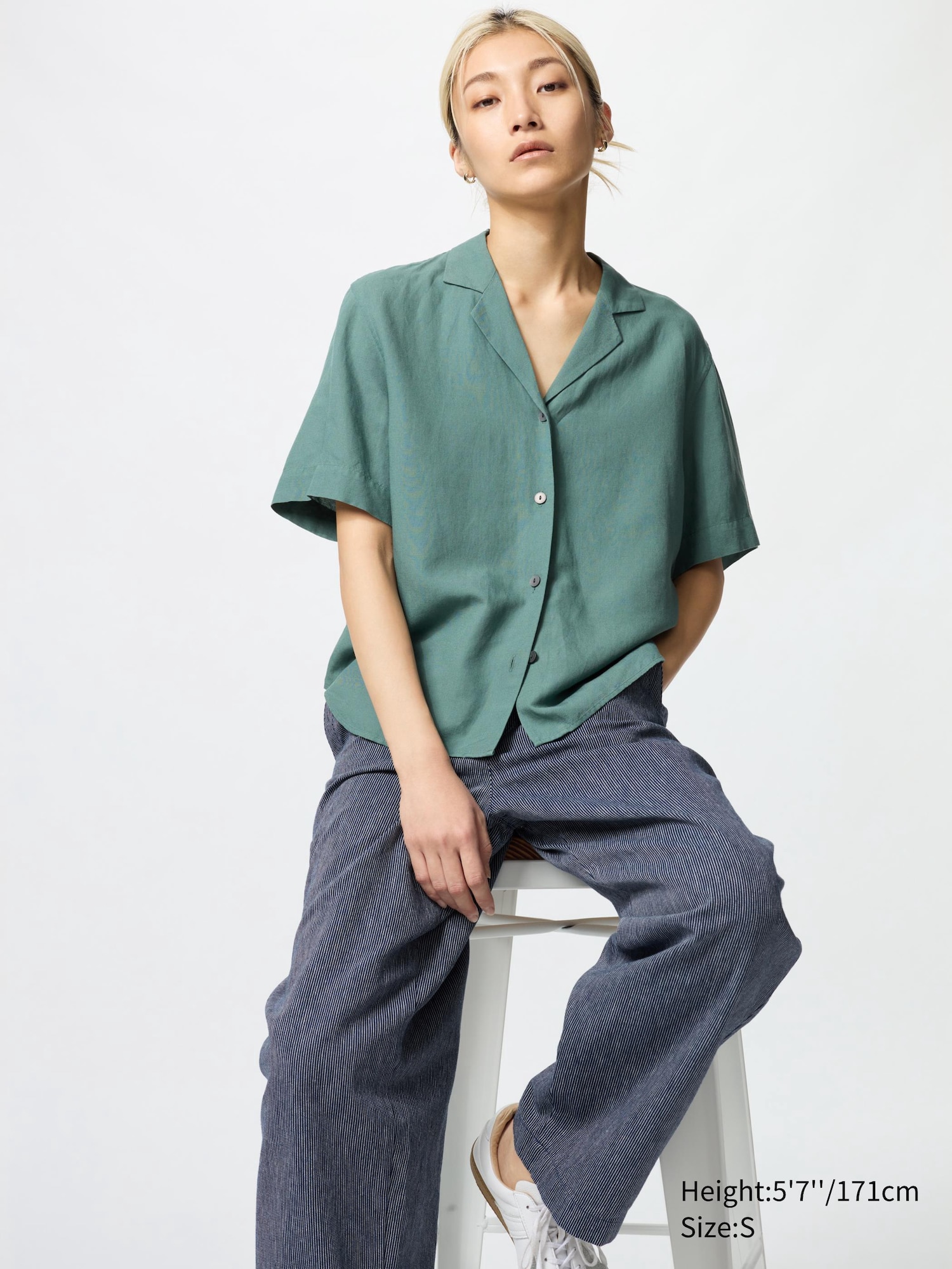 Linen Cotton Tapered Trousers (Stripe, Longer)