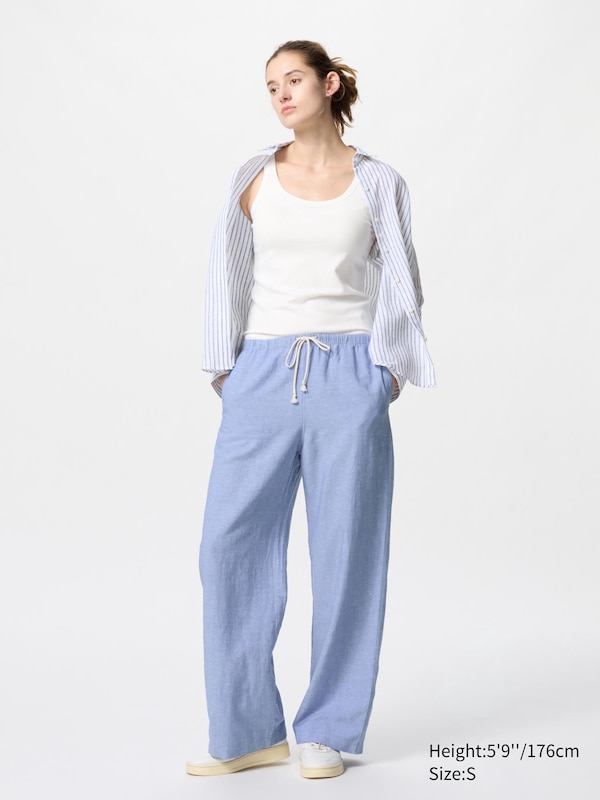Linen Blend Easy Trousers (Longer)
