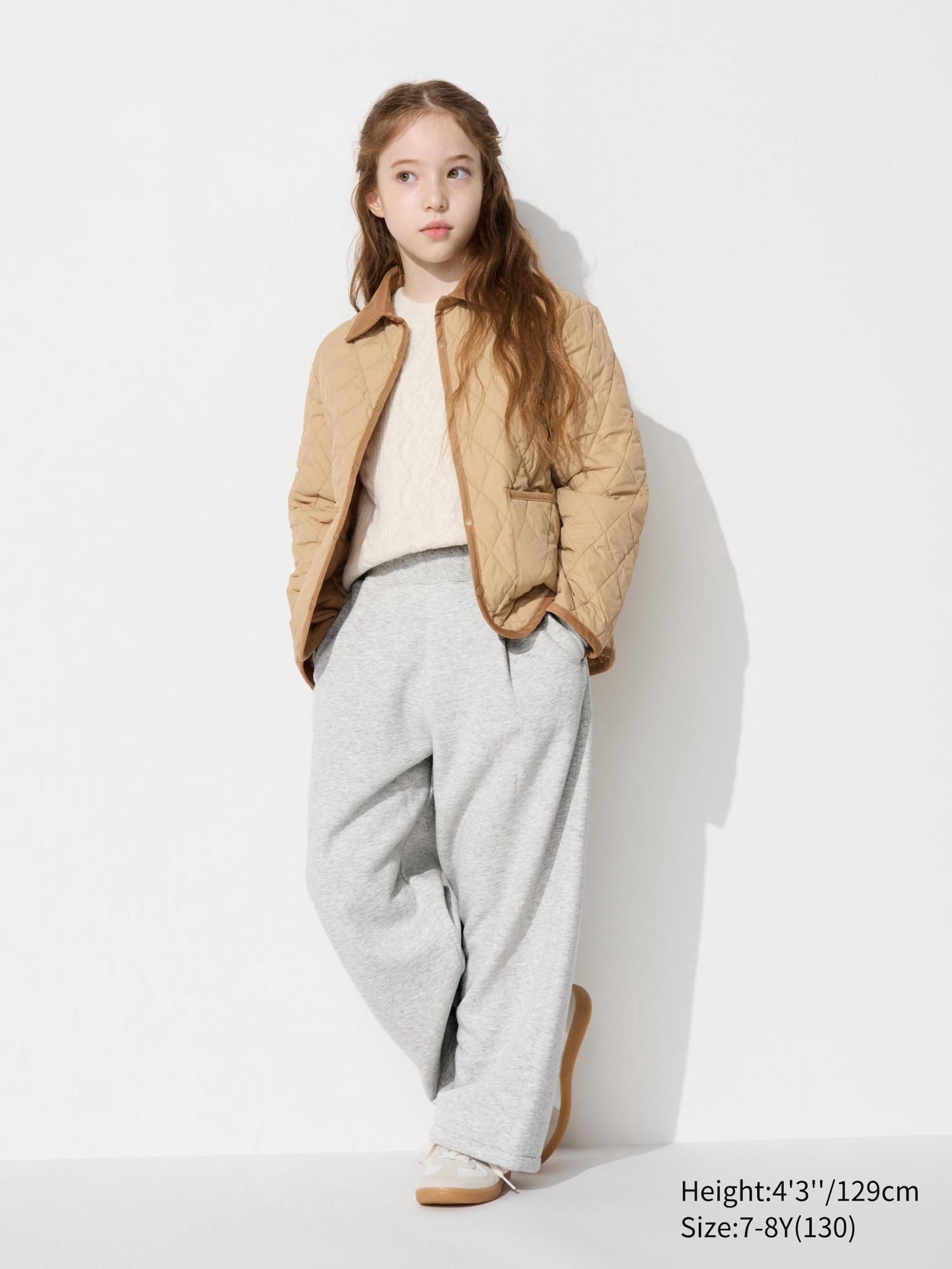 Kids Girls Pile Lined Wide Sweat Trousers UNIQLO UK