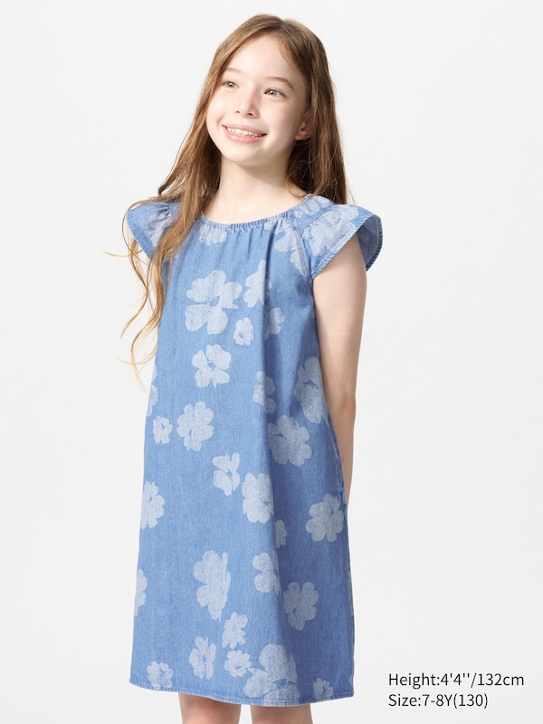 Denim Dress (Short Sleeve, Printed)