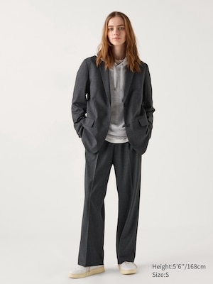 Pleated Wide Trousers (Check)