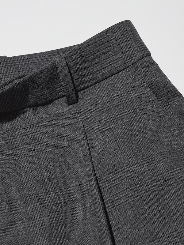 Pleated Wide Trousers (Check, Longer)