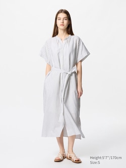 Linen Blend Relaxed Dress (Short Sleeve)
