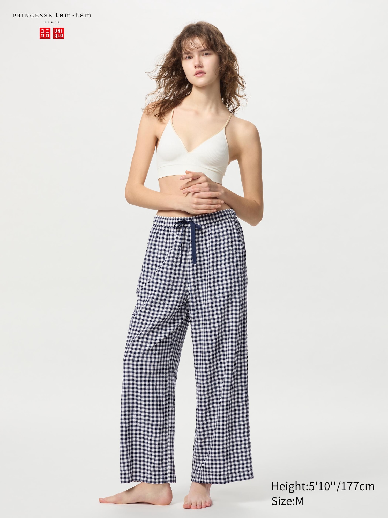 Women's Seersucker Easy Trousers (Gingham) | UNIQLO UK