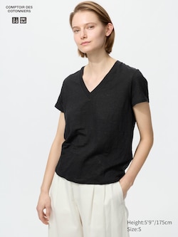 Linen V Neck T-Shirt