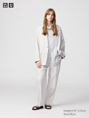Cotton Lyocell Pleated Wide Trousers