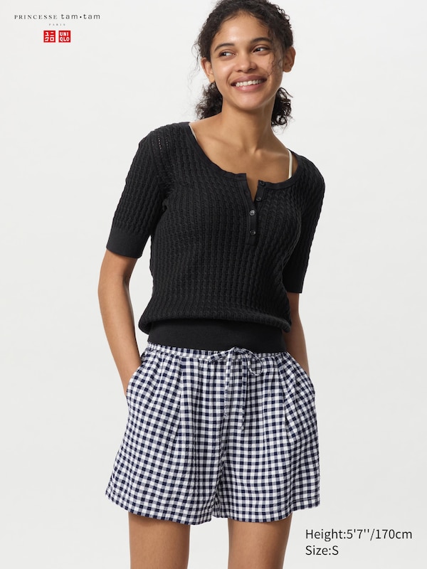Women's Seersucker Easy Shorts (Gingham) | UNIQLO UK
