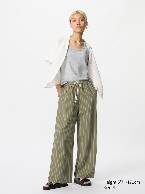 Linen Blend Easy Trousers (Stripe)
