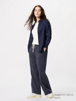 Linen Blend Easy Trousers (Stripe)