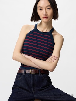 Halter Neck Sleeveless Bra Top (Stripe)