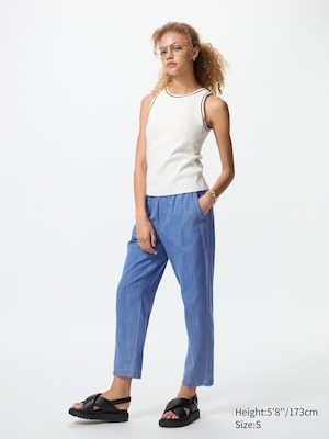 Cotton Relaxed Ankle Pants | Striped