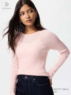 3D Knit Seamless 100% Merino Ribbed Crew Neck Jumper